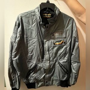 Vintage Style Auto Jacket Light Gray-Blue